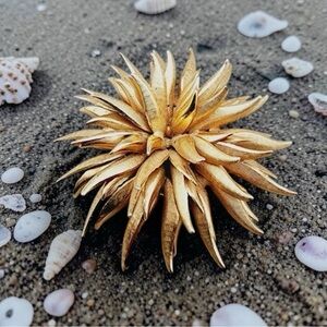 VINTAGE 1950s 3-Dimensional Layered Gold-tone Starburst Brooch